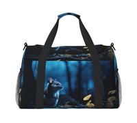 Maleta de mano con estampado de chinchillas y lunas azules para mujeres y hombres, bolsa cruzada de fin de semana para yoga, viajes, imprescindible, Negro -, Talla única