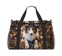 Maleta de mano con estampado de huellas de perro para mujeres y hombres, bolsa cruzada de fin de semana para yoga, viajes, imprescindible, Negro -, Talla única