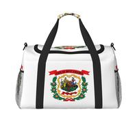 Maleta de mano con estampado de la bandera del estado de Virginia Occidental para mujeres y hombres, bolsa cruzada de fin de semana para yoga, viajes, imprescindible, Negro -, Talla única