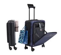 Maleta de mano plegable y expandible de 22 pulgadas - Maleta rígida ligera aprobada por aerolíneas con puerto de carga USB, bloqueo TSA, funda para laptop, gancho para bolsa, portavasos, soporte para