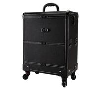 Maleta de Maquillaje con Ruedas Caja de Herramientas Maquillaje Gran Capacidad con Barra extraíble, Estuche Multicapa, Caja Universal for Bordado Rueda(Black ARC (Without Drawer))