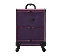 Maleta de Maquillaje con Ruedas Caja de Herramientas Maquillaje Gran Capacidad con Barra extraíble, Estuche Multicapa, Caja Universal for Bordado Rueda(Purple ARC (Without Drawer))