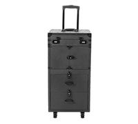 Maleta de maquillaje profesional,Carrito de salón Carro de 2 bandejas de almacenamiento Ruedas bloqueables Estuche de maquillaje rodante,Maletín con cerradura de combinación y cerradura de llave (con