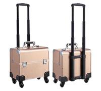 Maleta de Maquillaje,Trolley Maquillajem, Estuche de Maquillaje Profesional for Bordado de Nail Art, Estuche cosmético con Ruedas, Organizador de Belleza(Metallic-a)