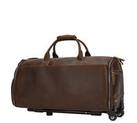 Maleta de Piel Caballo con Ruedas for Hombre, Bolso Viaje Negocios, Bolsillo for Zapatos, Funda for Ropa, Trajes, Equipaje, Bolsas Lona para la excursión de Fin de Semana al Gimnasio(Coffee)