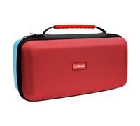 GXTrust 1252RB XL Funda para Nintendo Switch 2, Carcasa Estuche Rigido de Transporte para Consola y Accesorios, Funda Protectora Dura, Bolsillo para 4 Joy-Cons y 12 Cartuchos de Juego, Rojo / Azul