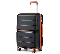 Maleta de Viaje, 24" Medium Suitcase Lightweight Polypropylene Hard Shell Luggage Hold Check in Suitcase with 4 Wheels and Built-in TSA Lock(Black,S(55cm 36L))
