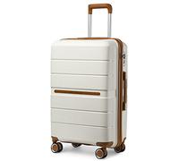 Maleta de Viaje, 24" Medium Suitcase Lightweight Polypropylene Hard Shell Luggage Hold Check in Suitcase with 4 Wheels and Built-in TSA Lock(Cream White,L(76cm 92L))