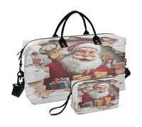 Maleta de viaje grande con correa ajustable para deportes, plegable, ilusión óptica 3D, arte de pared, Papá Noel y Navidad