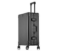 Maleta De Viaje Rígida Completamente de Aluminio con Ruedas Giratorias Y Cerradura, Equipaje De Mano Rígido Maletas Trolley De Aleación Metálica Para Mujer Y Hombre, Negro , 61CM-71L, moderno