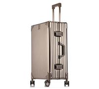 Maleta De Viaje Rígida Completamente de Aluminio con Ruedas Giratorias Y Cerradura, Equipaje De Mano Rígido Maletas Trolley De Aleación Metálica Para Mujer Y Hombre, dorado, 61CM-71L, moderno