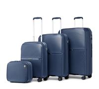 Maleta de Viaje, Suitcase Check in Hold Luggage Lightweight PP Hard Shell Travel Trolley Suitcase with 4 Spinner Wheels TSA Lock(Navy,4 Pcs Set)