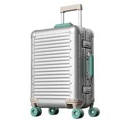 Maleta giratoria de aleación de aluminio de 20 pulgadas con doble bloqueo con ruedas multidireccionales, maleta con cerradura de combinación de aduanas, equipaje de cabina de negocios de gran