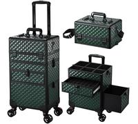 Maleta Maquillaje Grandes Maletin Maquillaje Profesionales Caja Maquillaje Maletin de Manicura para manicuristas, maquilladores y estilistas, Verde