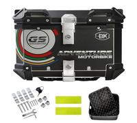 Maleta Moto 45L 55L 65L Baúl Trasero de Aluminio Maleta de Aluminio para Moto,Cofre Moto,Maletero de Motocicleta para Equipaje,Top Case Scooter con Placa Placa de Montaje(Black,65 L)