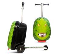 Maleta Patinete 2 en 1 Flyte, para niños, Plegable, rígida, con Ruedas, de 18 Pulgadas (46 cm), 25 litros de Capacidad y con Motivos de Darwin el Dino