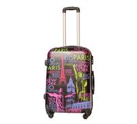 Maleta Pequeña Maletas Tony 55x38x23 cm, 38 L, 2.5 kg, Negra con Diseño de Ciudades del Mundo, 4 Ruedas 360°, Cierre con Candado, Ideal para Viajes