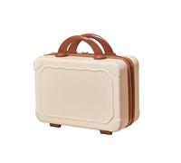 Maleta portátil de 14 pulgadas para maquillaje, equipaje de mano de ABS, bolsa de cosméticos para viajes, camping, mujeres y niñas, bolsa de maquillaje, beige