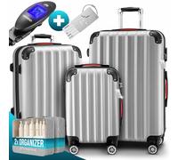 MONZANA® Juego de 3 Maletas Rígidas Equipaje Set Trolley Viaje Incl. Accesorios Maleta M-L-XL Plata