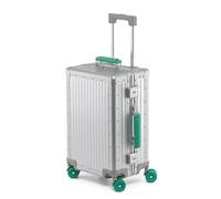 Maleta rígida de aleación de magnesio de aluminio con ruedas, maleta rígida a cuadros con rueda, maleta de metal para mujeres y hombres, Plata-b, 20 inch, moderno