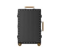 Maleta rígida de aleación de magnesio de aluminio con ruedas, maleta rígida a cuadros con rueda, maleta de metal para mujeres y hombres, Negro-a, 26 inch, moderno