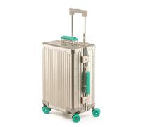 Maleta rígida de aleación de magnesio de aluminio con ruedas, maleta rígida a cuadros con rueda, maleta de metal para mujeres y hombres, Dorado-b, 26 inch, moderno