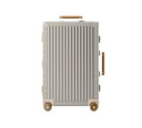 Maleta rígida de aleación de magnesio de aluminio con ruedas, maleta rígida a cuadros con rueda, maleta de metal para mujeres y hombres, Dorado-c, 20 inch, moderno