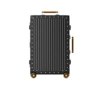 Maleta rígida de aleación de magnesio de aluminio con ruedas, maleta rígida a cuadros con rueda, maleta de metal para mujeres y hombres, Negro-a, 20 inch, moderno