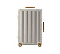 Maleta rígida de aleación de magnesio de aluminio con ruedas, maleta rígida a cuadros con rueda, maleta de metal para mujeres y hombres, Dorado-c, 26 inch, moderno