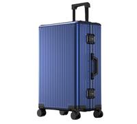 Maleta Trolley Rígida Zipless Totalmente de aluminio con 4 ruedas, equipaje de mano Trolley rígido, equipaje cabina maleta con ruedas de metal aluminio para viajes negocios, azul, 61CM-71L, moderno