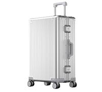 Maleta Trolley Rígida Zipless Totalmente de aluminio con 4 ruedas, equipaje de mano Trolley rígido, equipaje cabina maleta con ruedas de metal aluminio para viajes negocios, plata, 71CM-102L, moderno