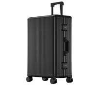 Maleta Trolley Rígida Zipless Totalmente de aluminio con 4 ruedas, equipaje de mano Trolley rígido, equipaje cabina maleta con ruedas de metal aluminio para viajes negocios, Negro , 51CM-44L, moderno