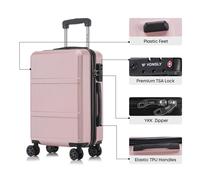 Maleta Yonsly de 20/24/28 Pulgadas con Cierre TSA, Cremallera YKK de Doble Reparación, 4 Ruedas 360 ° Maleta de Viaje con Ruedas, Diseño de Líneas Sencillas y Malla, Carcasa Rígida, Diseño Dark Gray