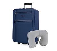 ITACA - Maletas De Viaje Cabina 55X40X20 Material EVA Ligero, Trolley con Ruedas Maleta De Mano para Avion Maleta Cabina Equipaje para Viajes Cortos Compatible Ryanair, Marino