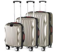 Maletas de viaje Ikarus set de 3 champán 38L 90L 105L