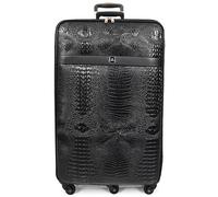 Maletas híbridas de piel sintética con estampado de croc, ligeras con cerradura, ruedas giratorias suaves de 360° y ruedas estabilizadoras, color negro Elite, Black, L, Juego de equipaje con ruedas