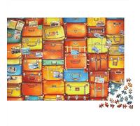 Maletas Vintage Puzzle de 1000 Piezas Papel para Adultos Pegatinas de Viaje Puzzle para Toda la Familia Decoración Relajante 52x38cm/1000pcs