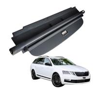 Maletero Cubierta de Carga para Skoda Octavia edición de viaje 2016-2019, SUV Bandeja Portaequipajes Retráctil, Persiana Enrollable para Paquete de Maletero, cuero PU negro Aleación de aluminio