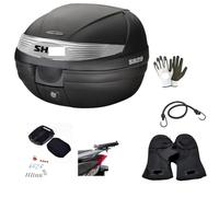 Maletero SH29 para moto y scooter, valija de 29 litros para 1 casco integral, 30x40x38 cm, compatible con Kymco People 50, baúl con cierre Lock System+placa portaequipaje+kit de montaje