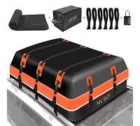 Maletero Techo Coche, 594L Resistente al Agua, portátil, Apta para Todos los vehículos, SUV con/sin rieles, Incluye 8 Correas reforzadas y 6 Ganchos para Puerta,Naranja