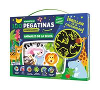 MALETIN 100 PEGATINAS LUMINESCENTES - ANIMALES EN LA SELVA