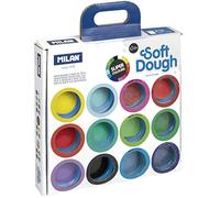Maletín 16 botes 30 g pasta blanda Soft Dough MILAN® colores surtidos (incl. Neon y Glitter)
