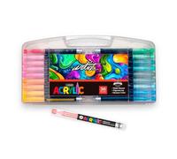 Maletín Acrilic de Rotuladores Acrílicos Base Agua - Pack de 12/24 / 36/48 Colores - Punta Fina, Secado Rápido, Ideal para Manualidades y Arte (36)
