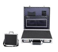 Maletín Aluminio Estuche for computadora portátil con cerradura y marco de aluminio, maletín seguridad for documentos, caja fuerte bloqueo contraseña for archivos(14inch black)