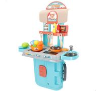 COLORBABY My Home Maletín Cocina Infantil 3 en 1, 2 Alturas, Azul y Beige, 16 Accesorios para cocinar, Mide 40x23x40 cm, Juego de imitación, Cocinas Infantiles, Regalos niña 3 años (39565)