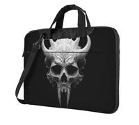 Maletín cruzado con estampado de esqueleto para laptop, fácil de usar cuando viajas por negocios, Negro, 14 inch