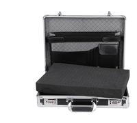 MaletíN De Aluminio Con Asa Estuche for computadora portátil con cerradura y marco de aluminio, maletín seguridad for documentos, caja fuerte bloqueo contraseña for archivos(17inch silver)