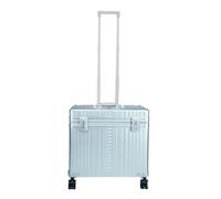 Maletín de aluminio de lujo de 17 pulgadas con 4 ruedas, equipaje de mano de aluminio completo para profesionales, funda de negocios de apertura superior con compartimento para laptop, cerraduras TSA