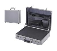 Maletín de aluminio Estuche for computadora portátil con cerradura y marco de aluminio, maletín seguridad for documentos, caja fuerte bloqueo contraseña for archivos(17inch grey)