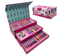 Maletín de colores Minnie Disney 52 piezas para niños Kit de dibujo con rotuladores pastel acuarelas y álbum para colorear, juego creativo con asa portátil